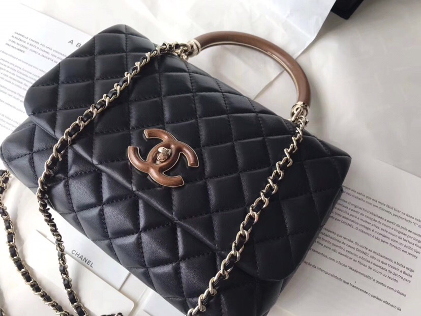 Ch**el Coco Handle Bag Black