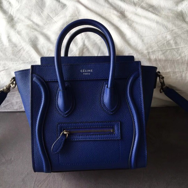 Ce1i*e Micro Luggage Calfskin Handbag in Dark Blue