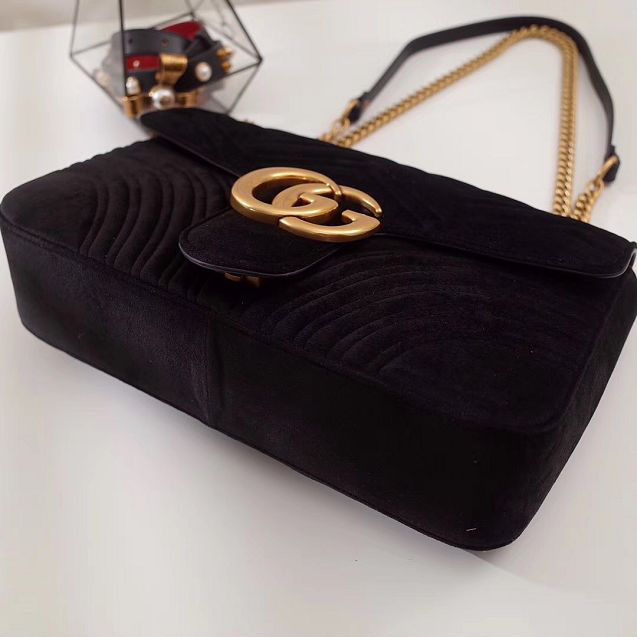 Gvc*1 Marmont velvet Large shoulder bag in Black