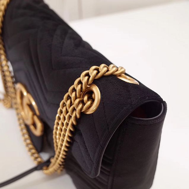 Gvc*1 Marmont velvet Large shoulder bag in Black