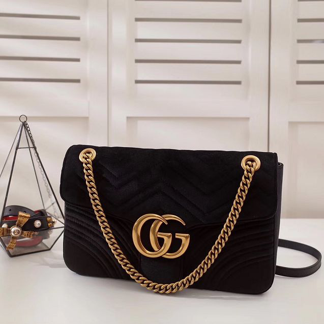 Gvc*1 Marmont velvet Large shoulder bag in Black