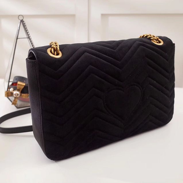Gvc*1 Marmont velvet Large shoulder bag in Black