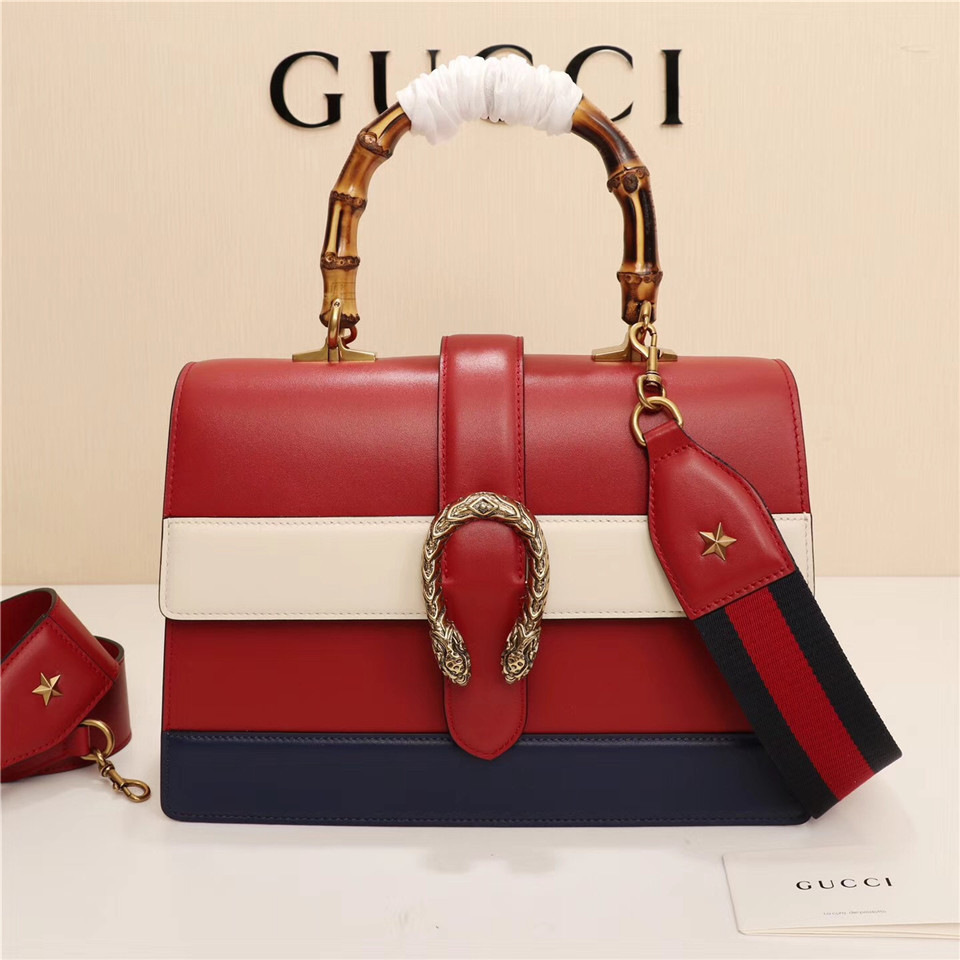 Gvc*1 Women's Dionysus Leather Top Handle Bag 421999 Red white