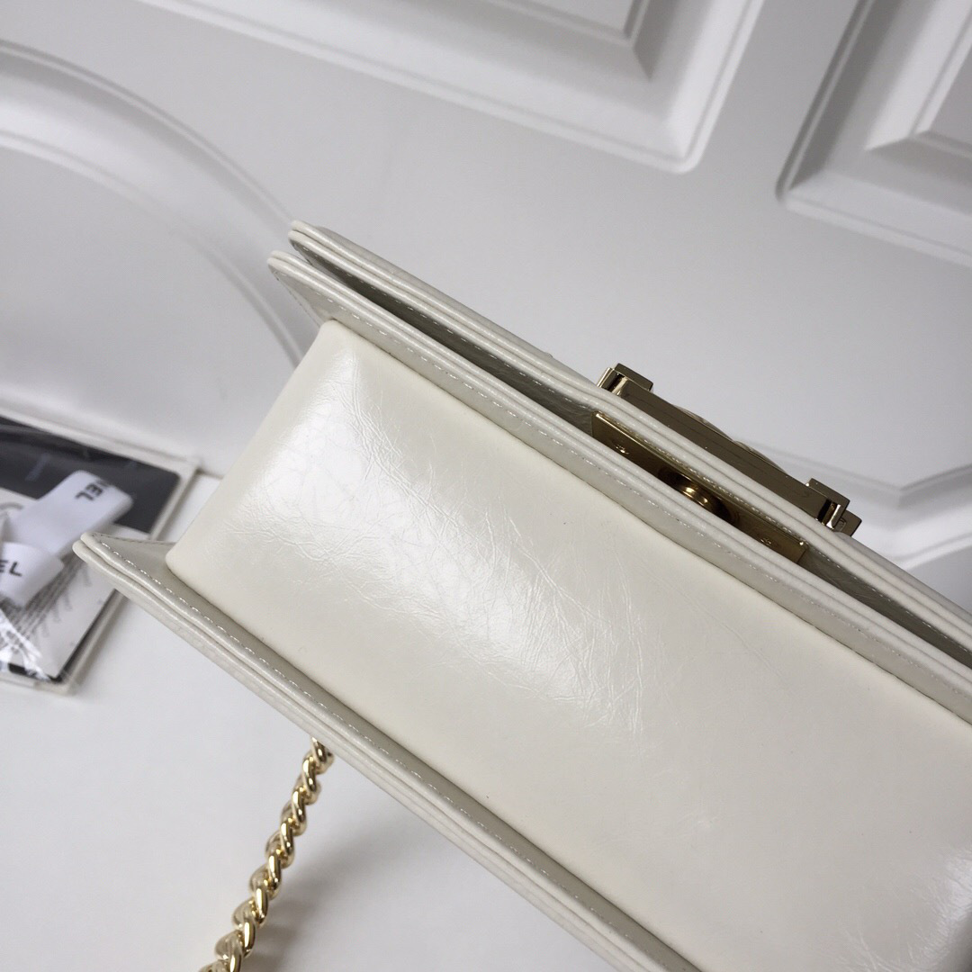 Ch**el leboy calfskin bag in beige with gold hardware 20cm