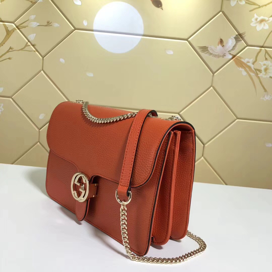 Gvc*1 Marmont Shoulder Orange Leather Cross Body Bag 501303