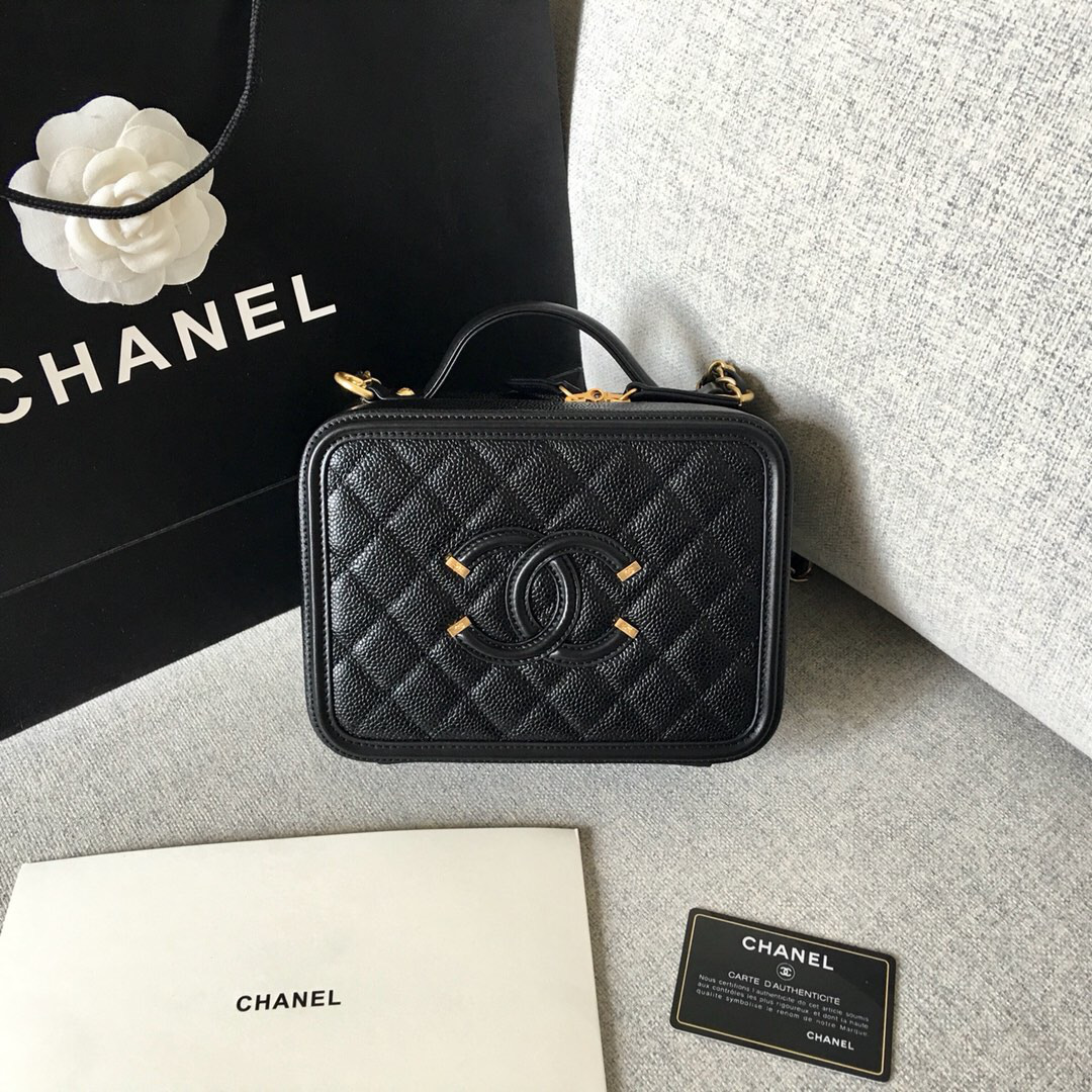 Ch**el Medium Caviar Vanity Bag Black
