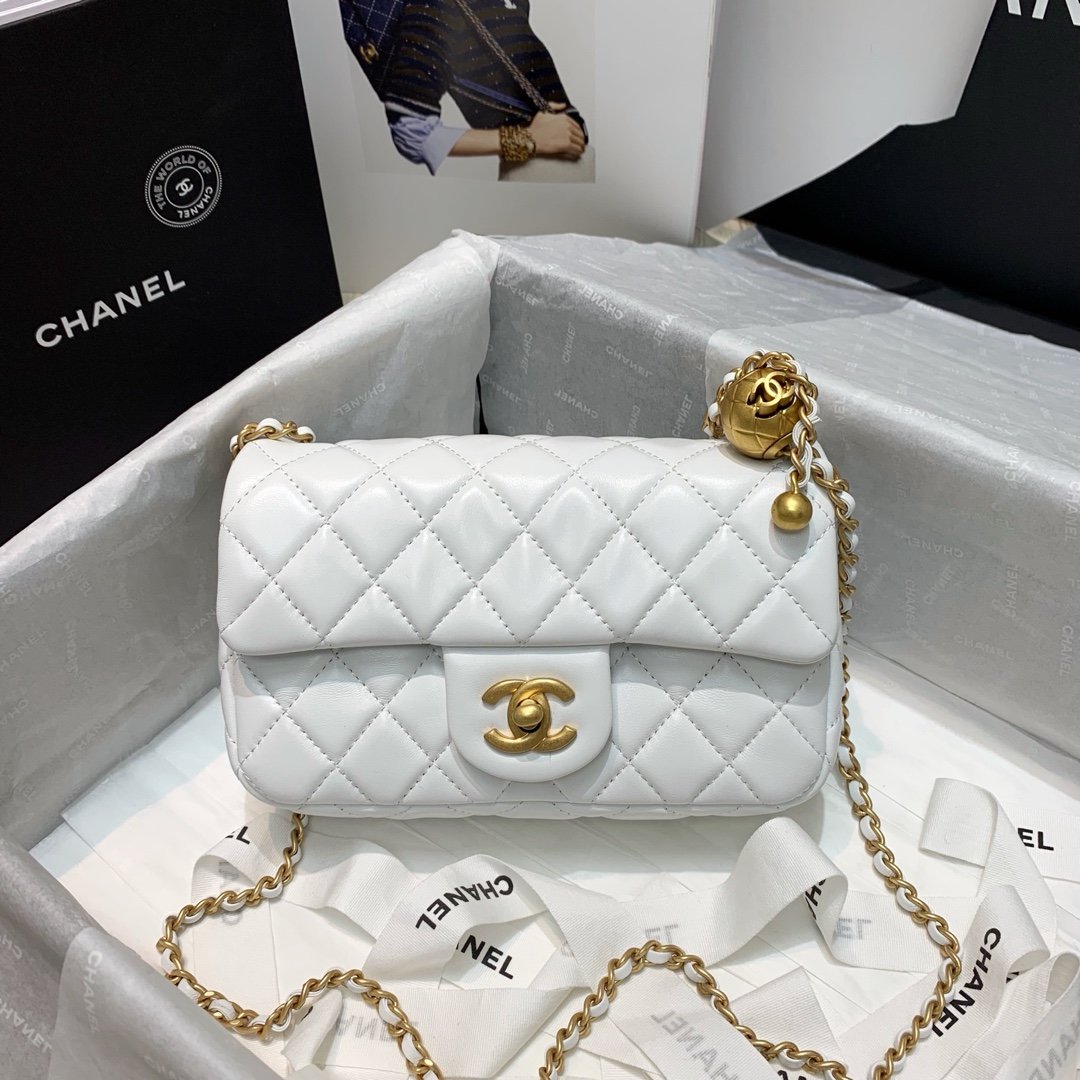 Ch**el Flap Bag 20CM White