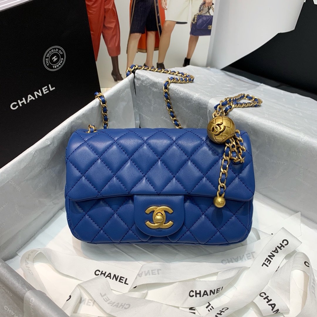 Ch**el Flap Bag 20CM Navy Blue