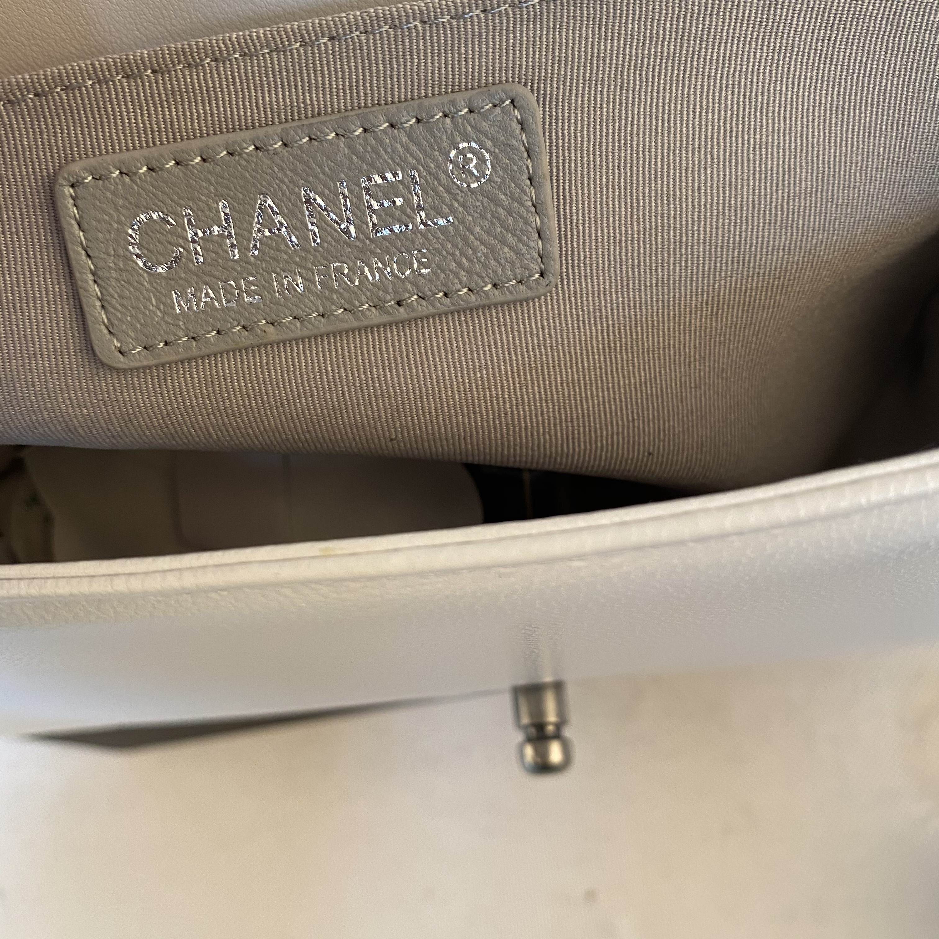 Ch**el Leboy Bag Lambskin 25cm Silver hardware White
