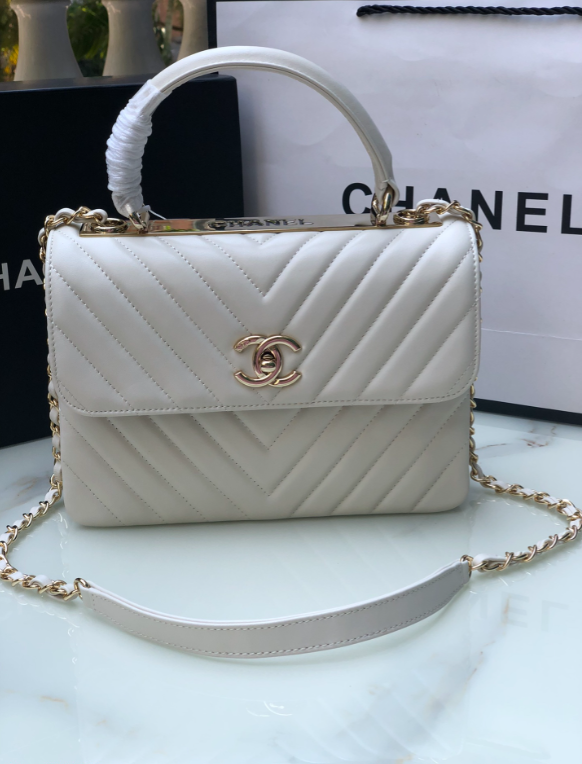 Ch**el Trendy CC Handbag 25cm White 92236
