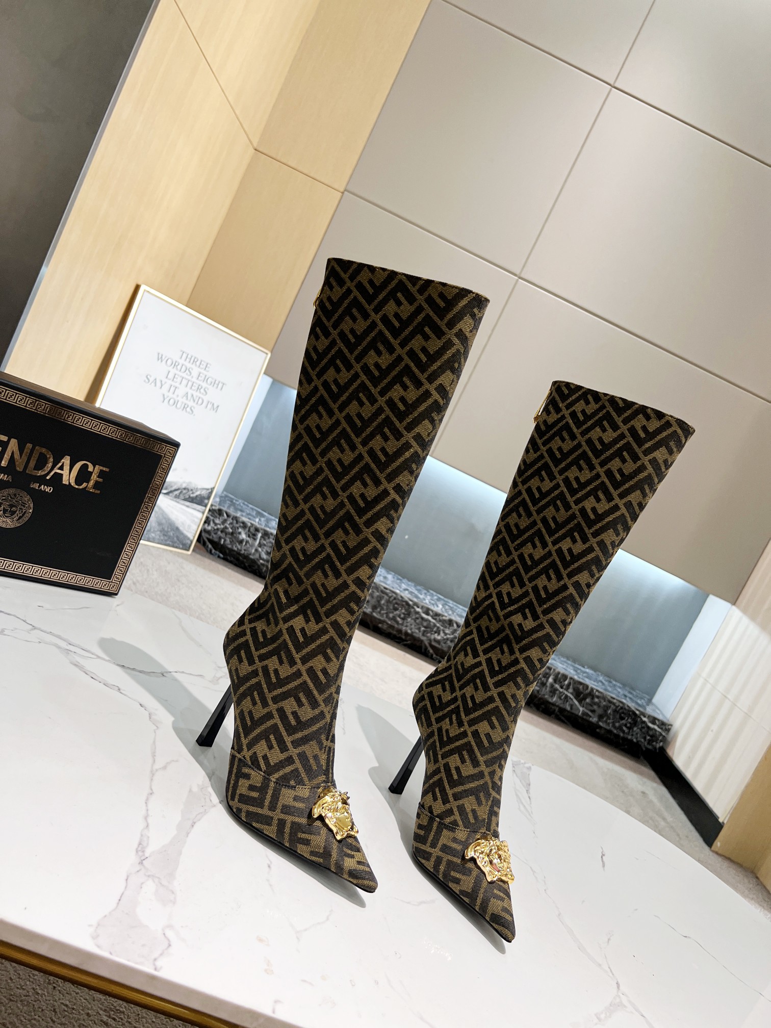 Fendace F**di X Versace Boots Heels 10.5cm