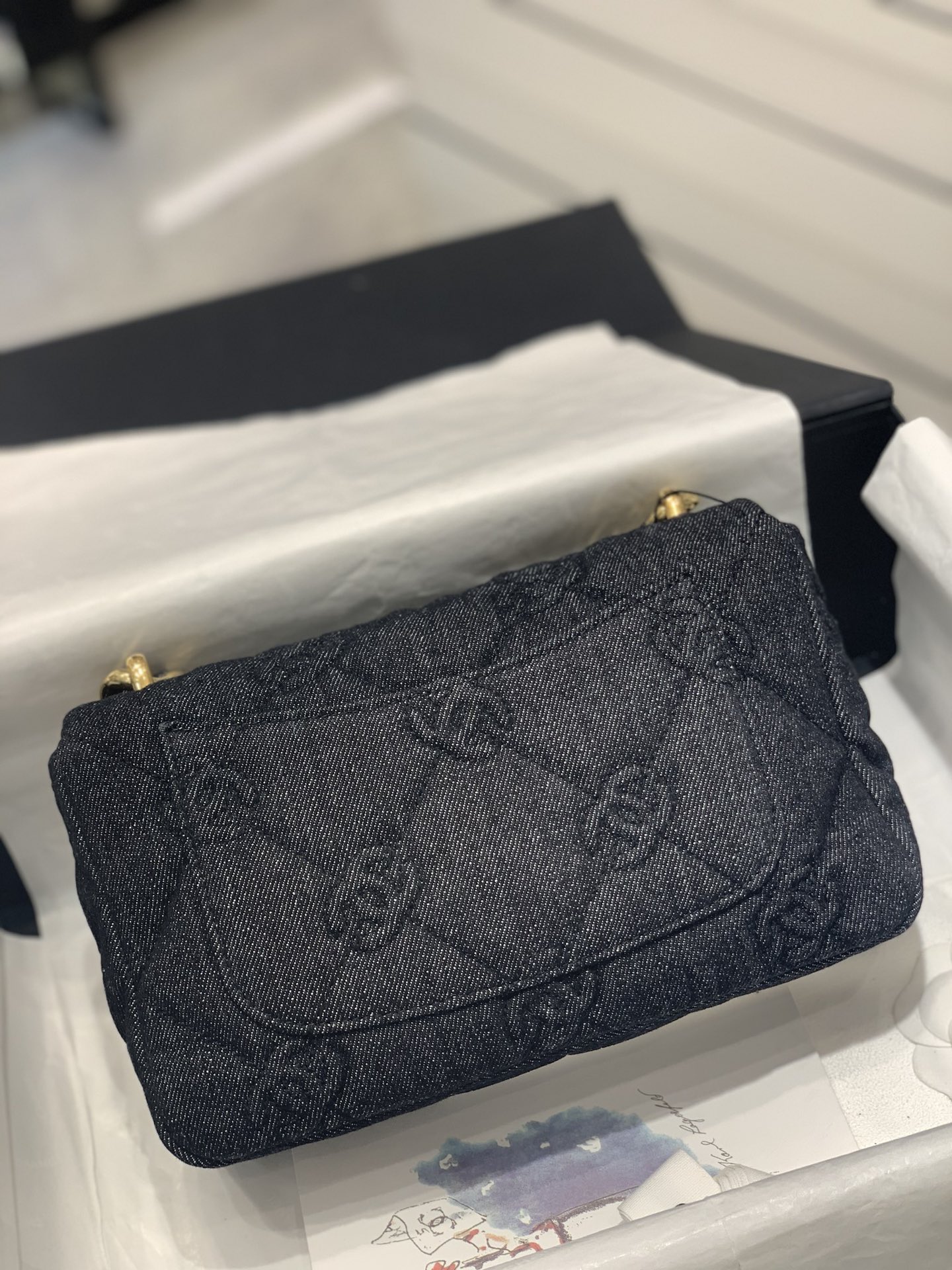 bagsaaa ch**el 22s black De*1m quilted cc flap bag - 25×14×6cm