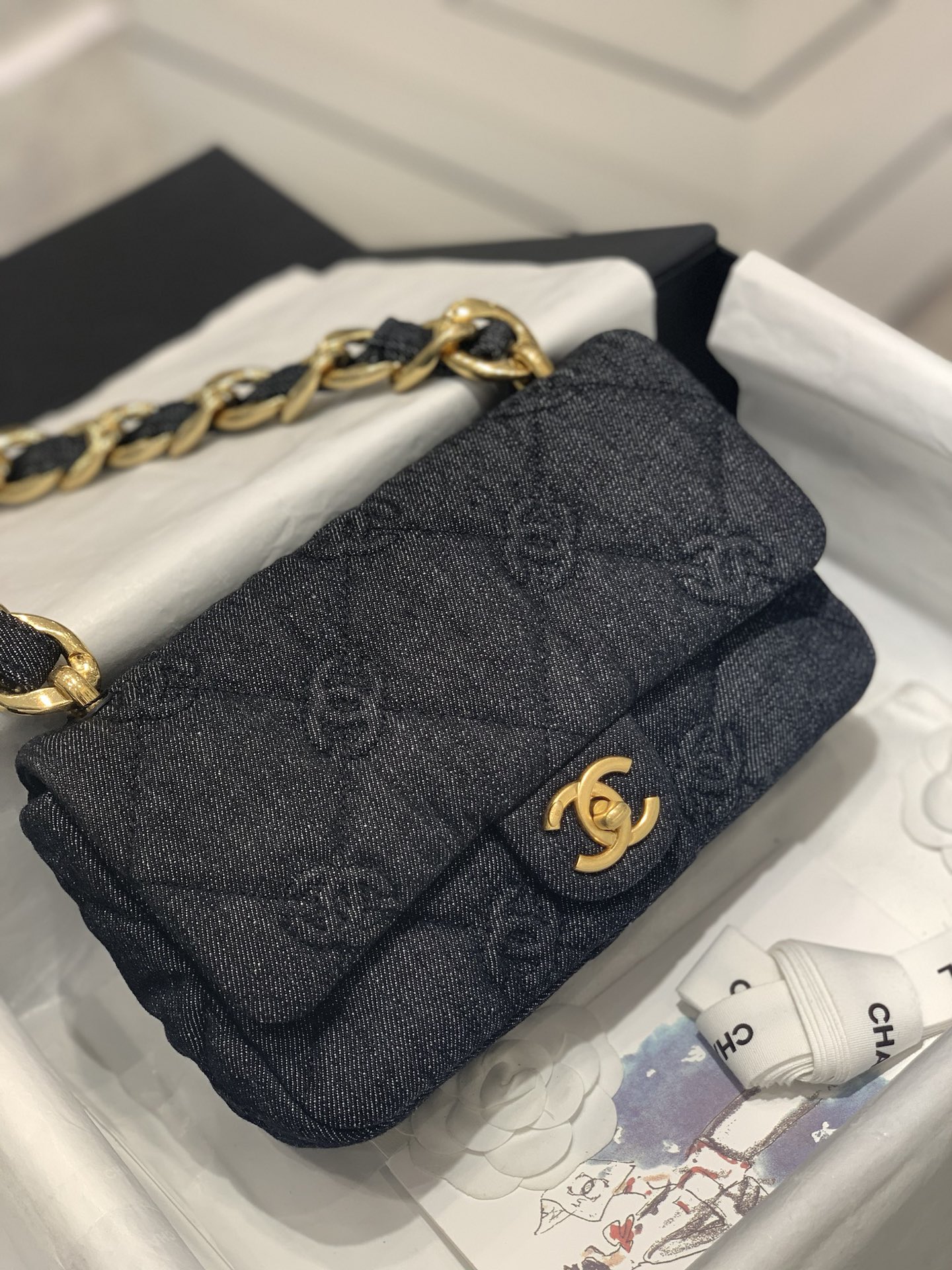 bagsaaa ch**el 22s black De*1m quilted cc flap bag - 25×14×6cm