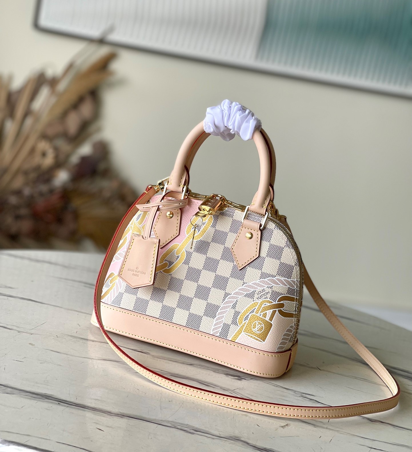 Bagsaaa L0vis Vvtt0n Alma BB Damier Azur Canvas - 23.5 x 17.5 x 11.5 cm