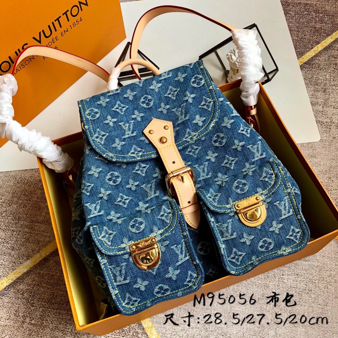 Bagsaaa L0vis Vvtt0n Denim Backpack - 28.5z27.4x20cm