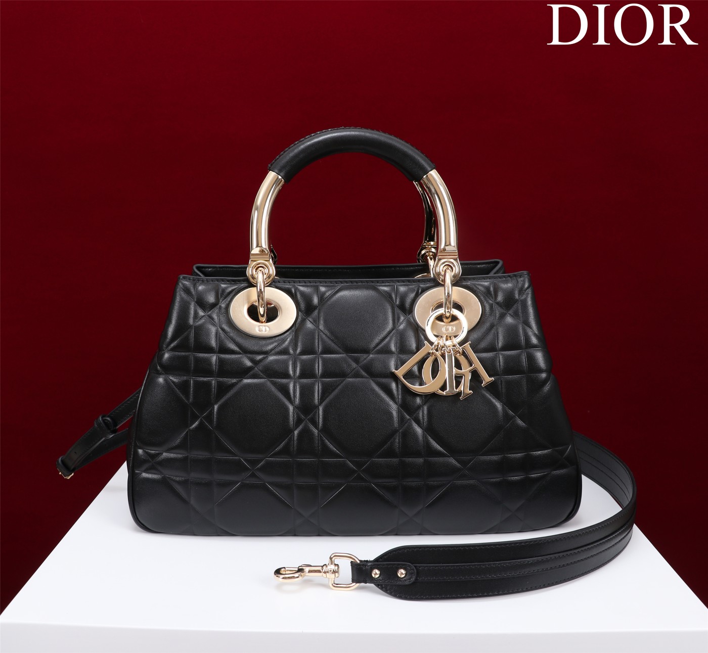 Bagsaaa D10r Lady 95.22 Black Bag Gold Hardware - 30×19×12cm