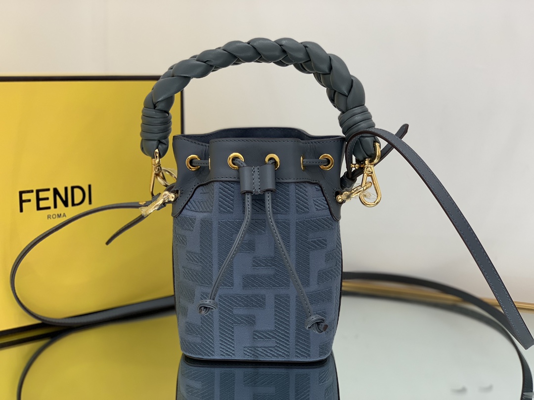 Bagsaaa F**di Mon Tresor Blue canvas FF mini bag - 18*10*12cm