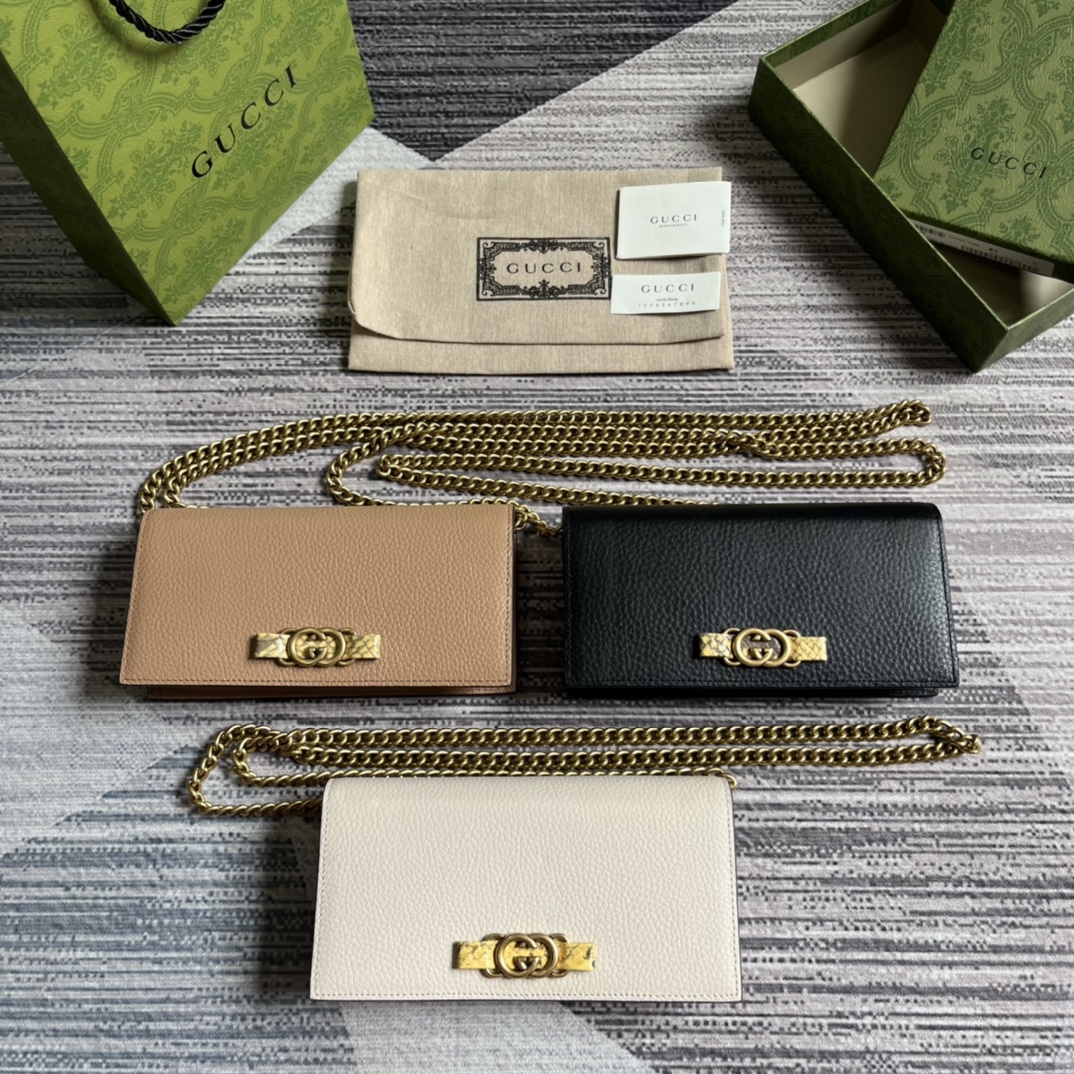Bagsaaa Chain wallet with Interlocking G python bow - W19cm x H10cm x D4cm