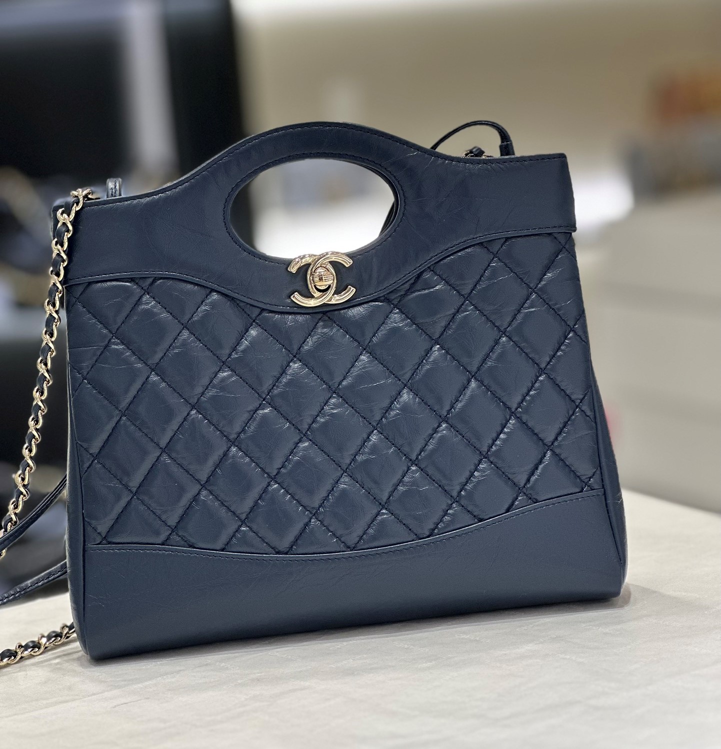 Bagsaaa Ch**el 31 Shopping Navy - 22*23*5.5cm