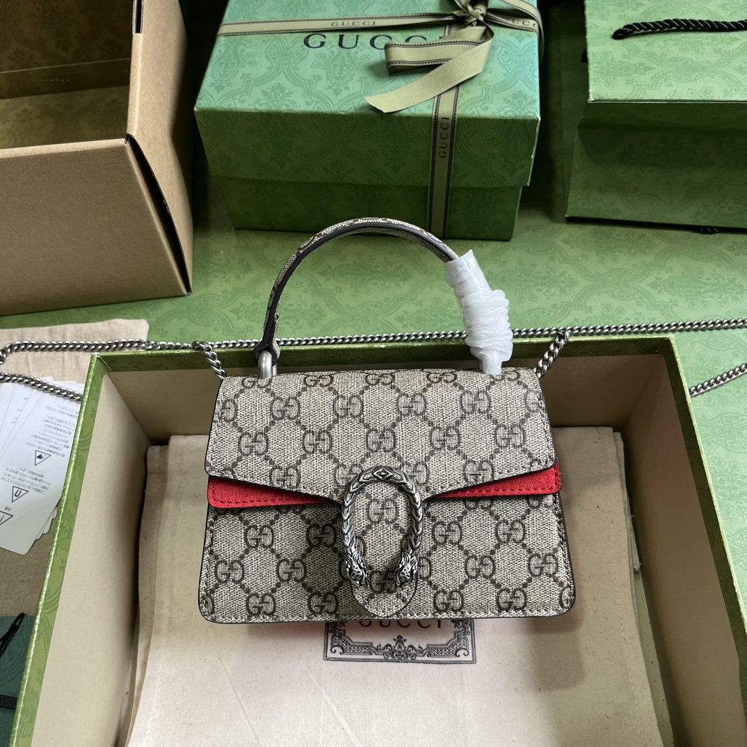 Bagsaaa Gvc*1 Dionyus Mini Top Handle Beige and Red