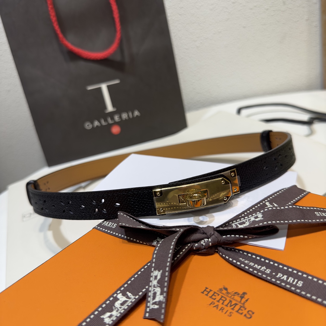 Bagsaaa H**me5 Kelly Belt 1.8cm Black