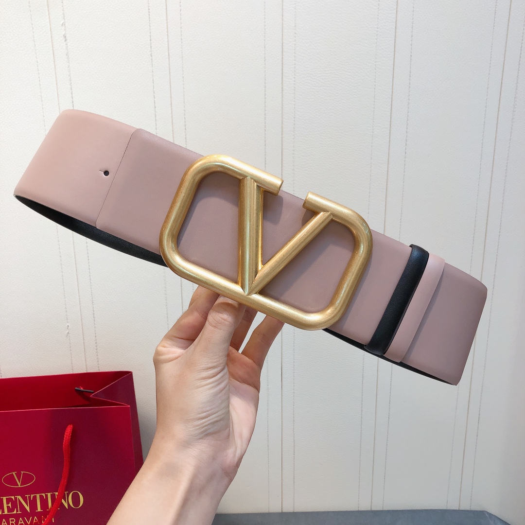 Bagsaaa Va1e*ntin0 VLogo Signature reversible belt nude 7cm