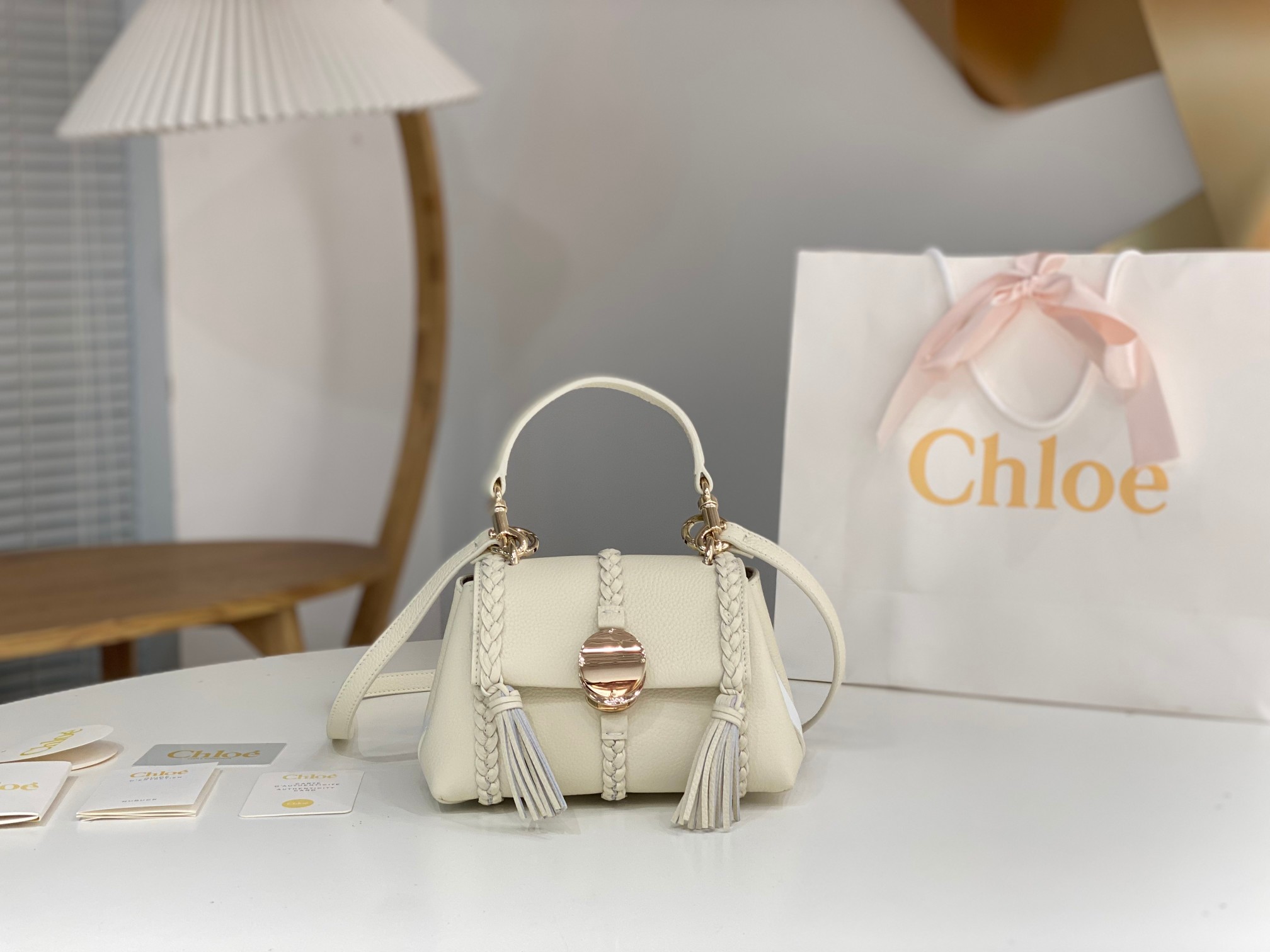 Bagsaaa Chloe Penelope Mini White Bag - 22x14x9cm