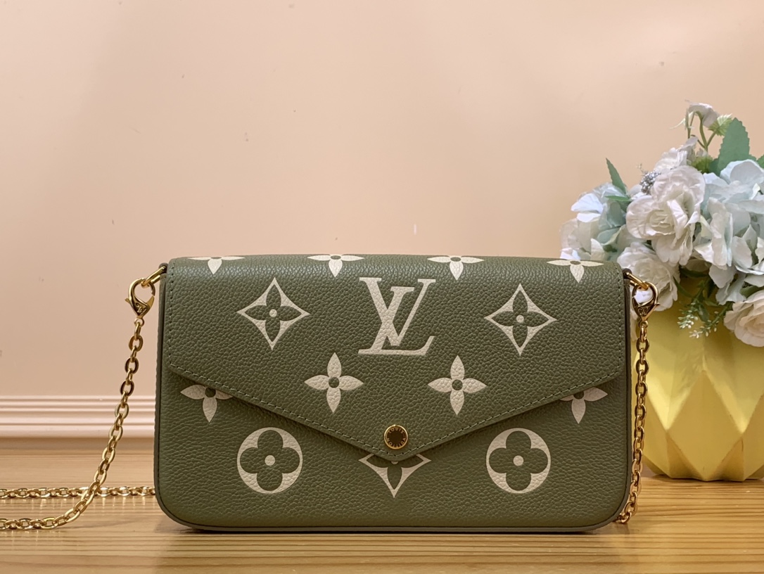 Bagsaaa L0vis Vvtt0n M82480 Félicie Pochette Khaki / Cream - 21 x 12 x 3 cm