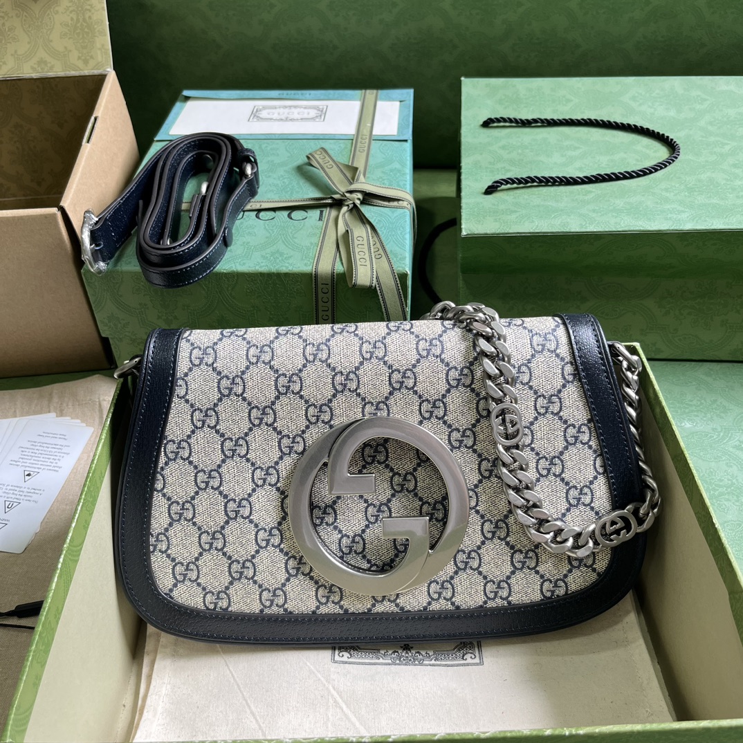 Bagsaaa Gvc*1 Blondie Shoulder Bag Canvas Leather Blue - 28x16x4cm