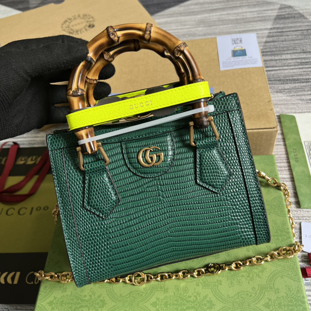 Bagsaaa Gvc*1 Mini Diana Lizard Green Leather 20x15.5x10cm