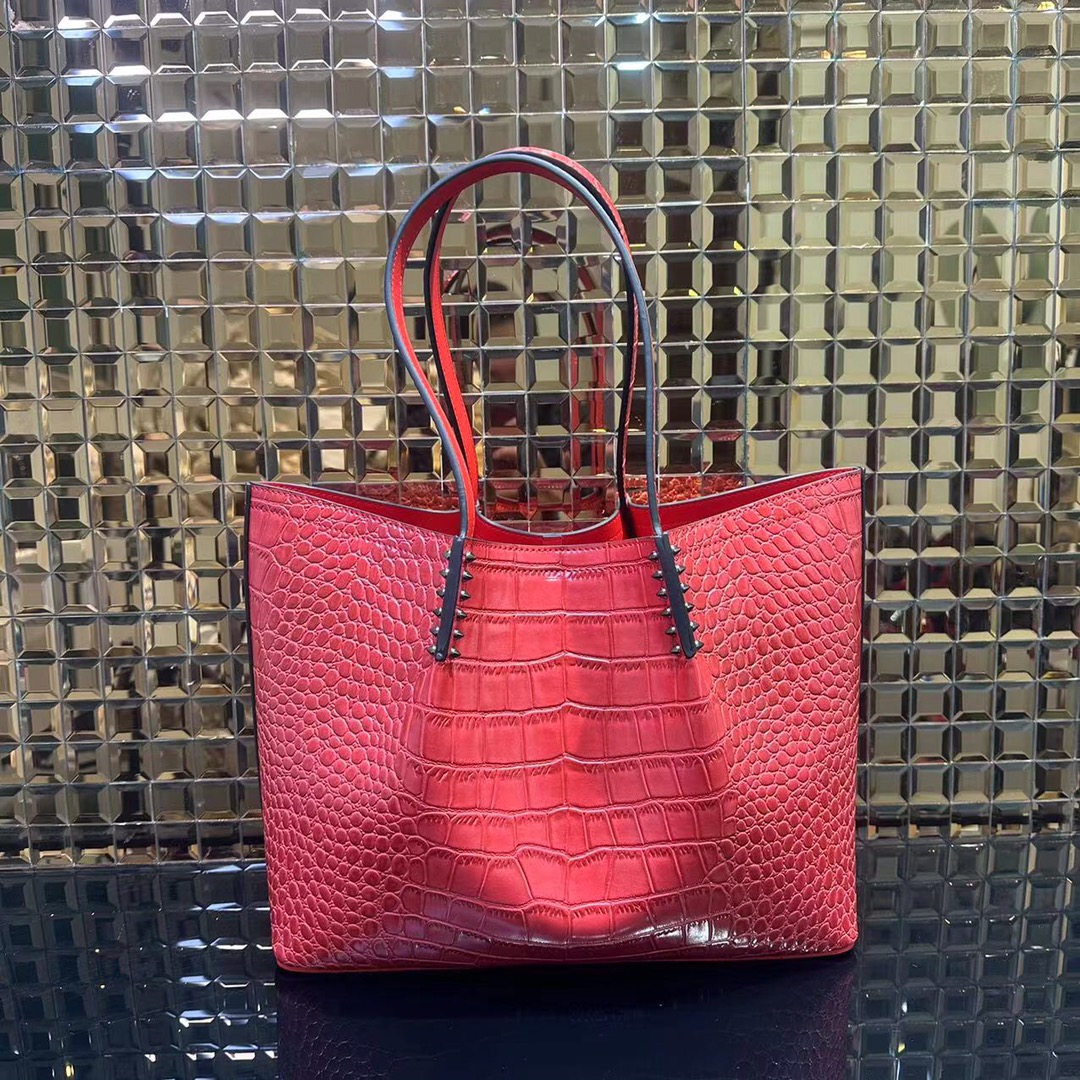 Bagsaaa Chr1st1an Louboutin Cabata Tote bag - Croc leather - Red