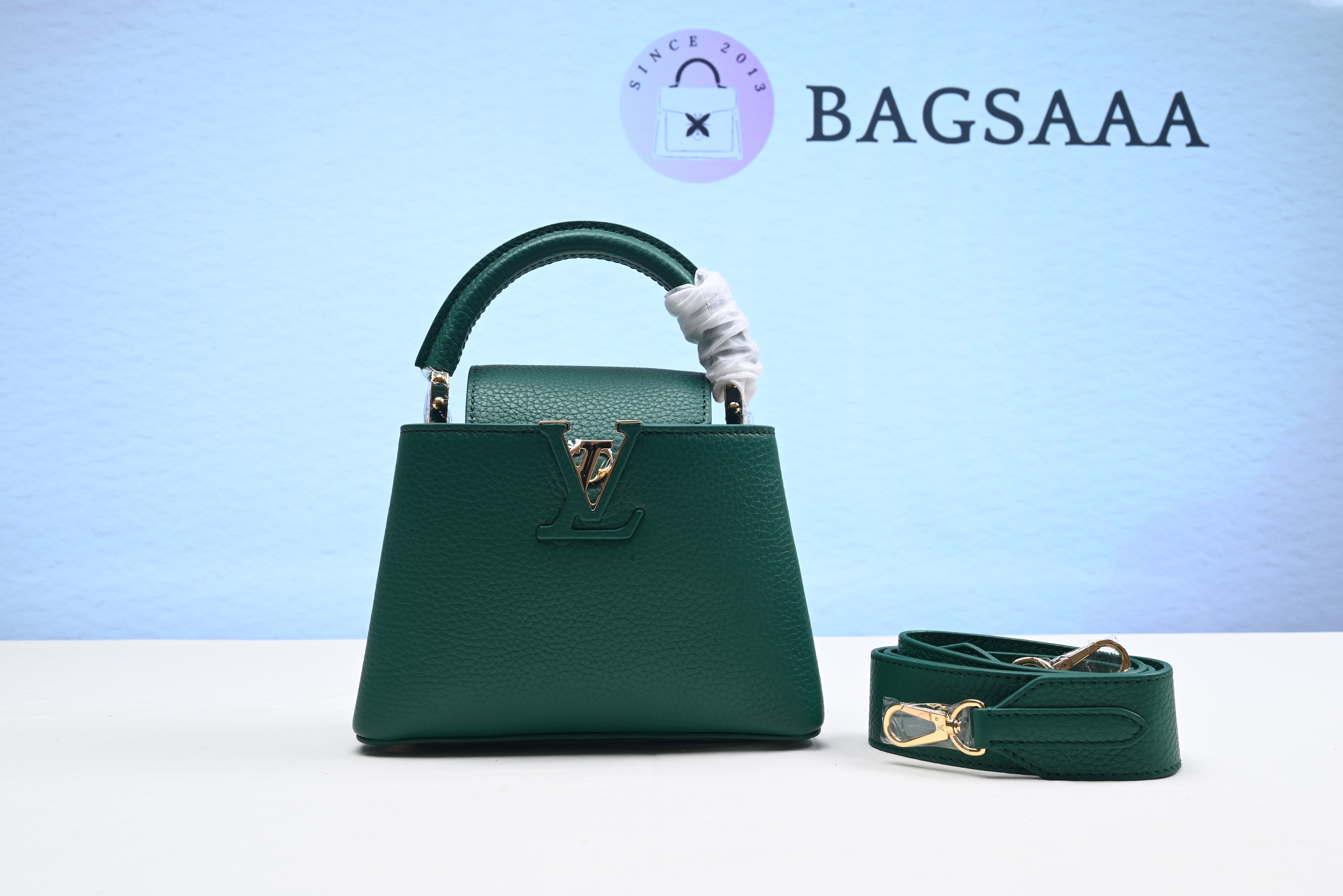 Bagsaaa L0vis Vvtt0n Capucines BB Taurillon Green - 21*14*8cm