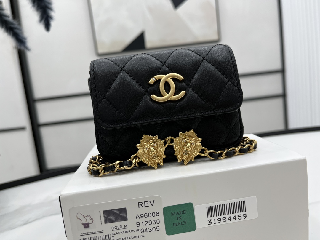Bagsaaa Ch**el Belt Bag A96006 Black 9cm
