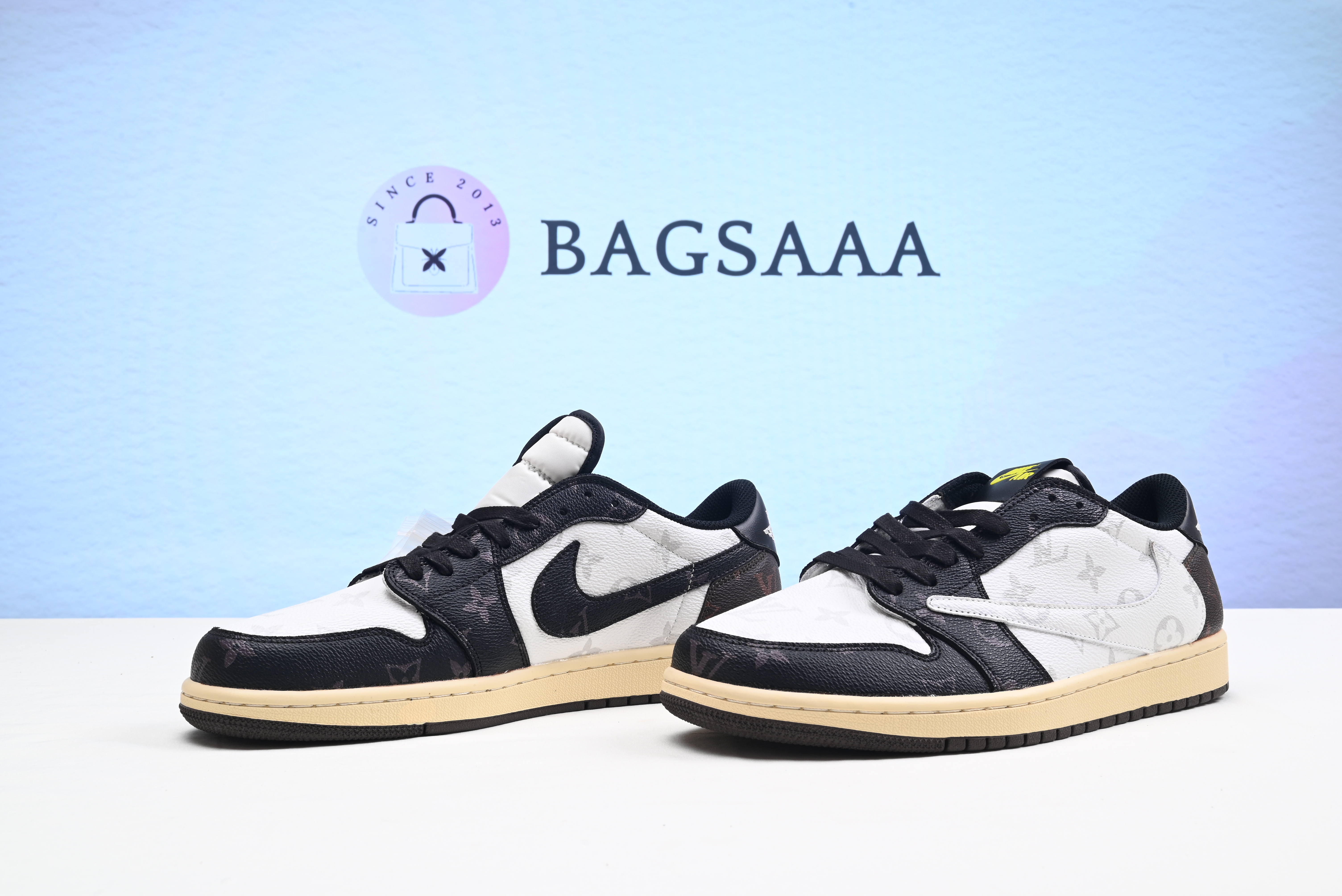 Bagsaaa Nike x LV Air Jordan1 Low Black and White