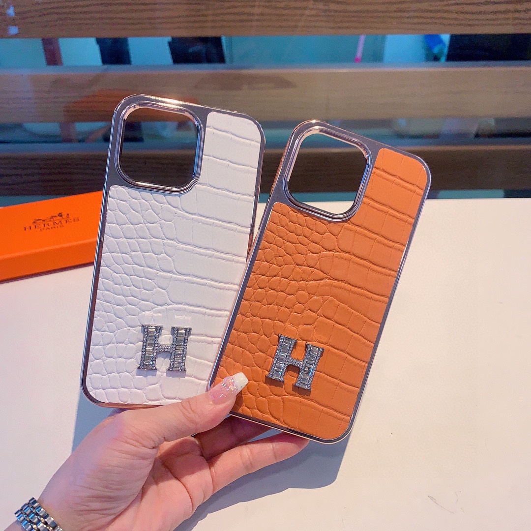 Bagsaaa H**me5 Phone Case Crocodile Leather