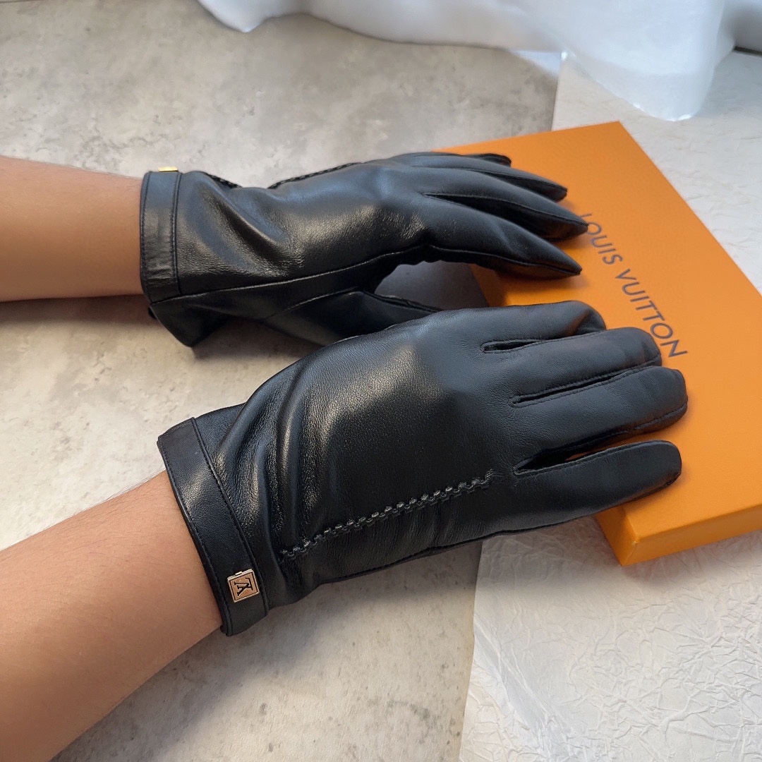 Bagsaaa L0vis Vvtt0n Black Leather Gloves 02