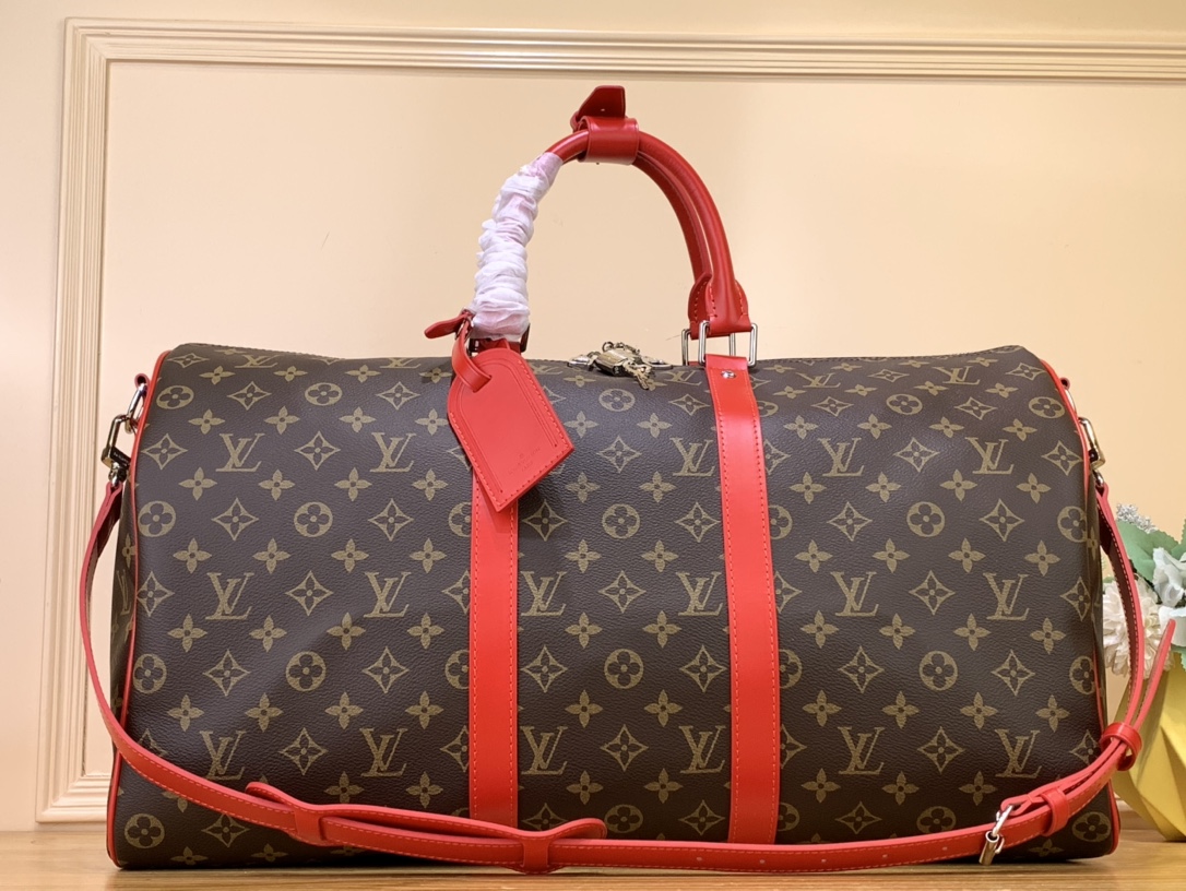 Bagsaaa L0vis Vvtt0n Keepall Bandoulière 50 Monogram Macassar Red - 50x29x23cm