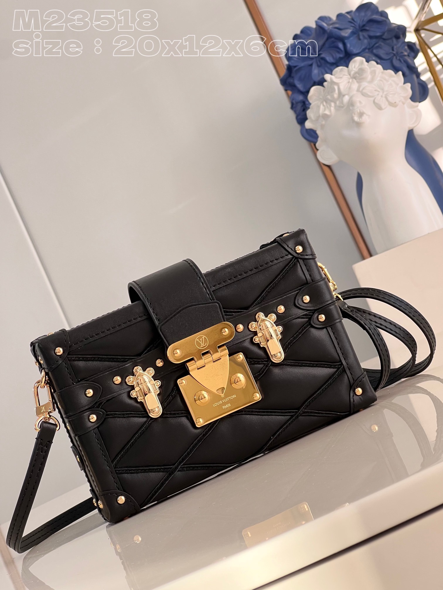 Bagsaaa L0vis Vvtt0n Petite Malle Malletage Black Bag - 20 x 12.5 x 6 cm