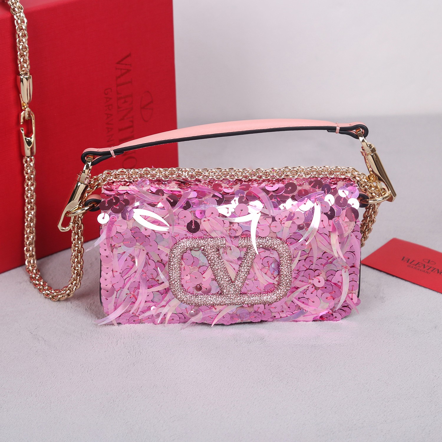Bagsaaa Va1e*ntin0 Garavani Mini loco 3D pink - 19x10.5x5cm