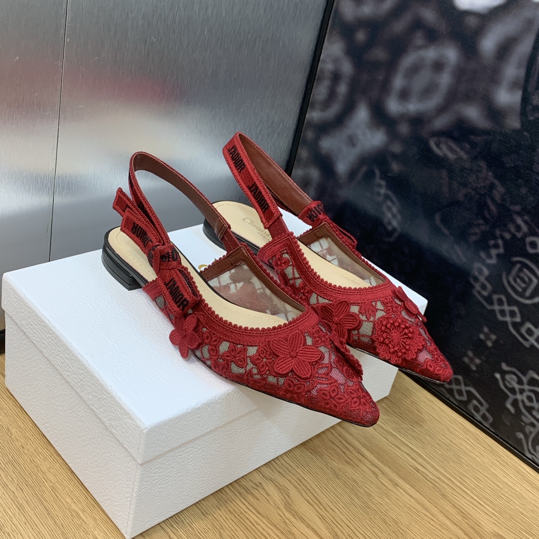 Bagsaaa D10r J'AD10r Slingback Pump 3D Macrame-Effect Burgundy
