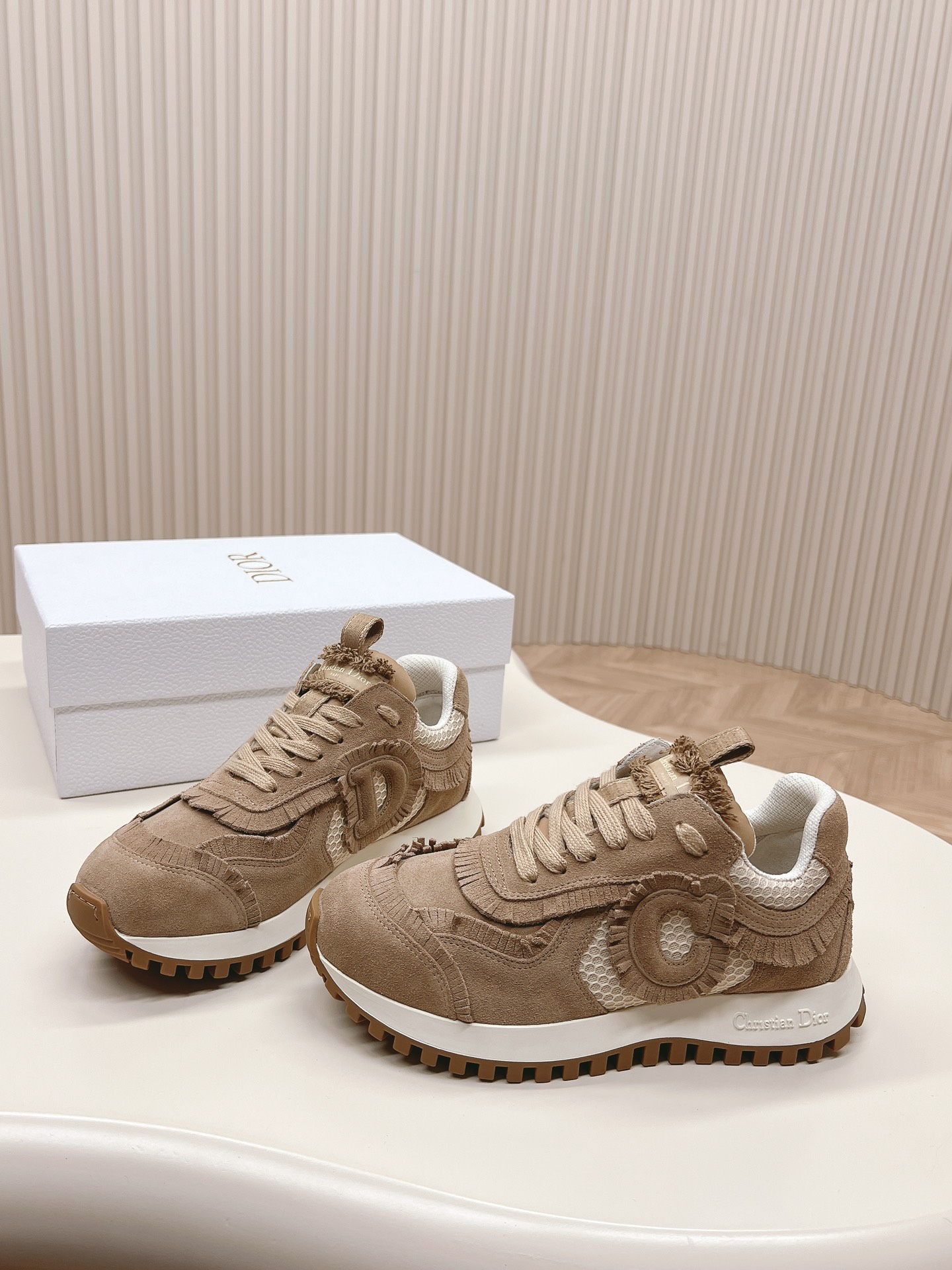 Bagsaaa C'EST D10r SNEAKER Nude Suede Calfskin and Mesh