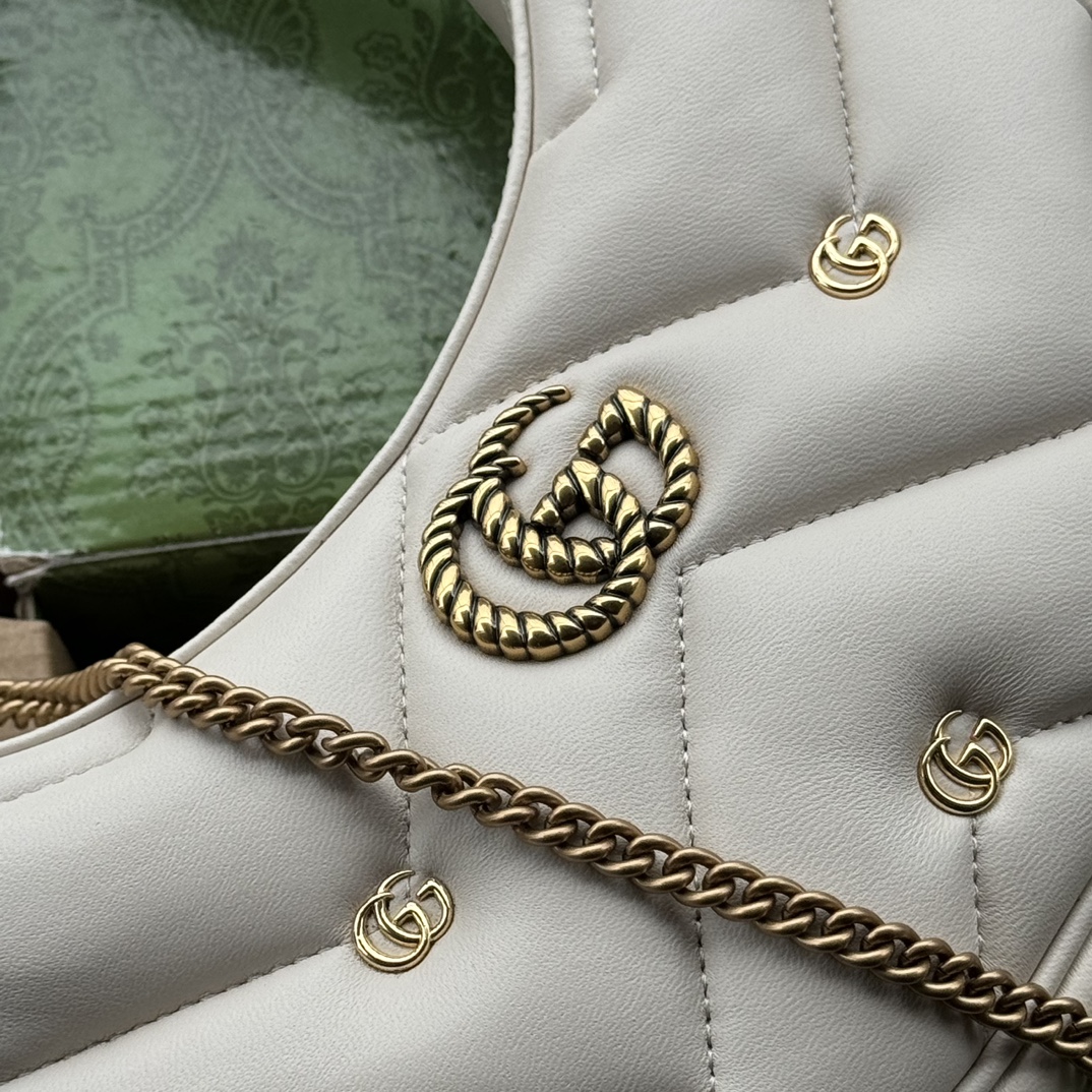 Bagsaaa Gvc*1 Marmont Half Moon Shaped Mini Bag White Leather - 21*16*5cm