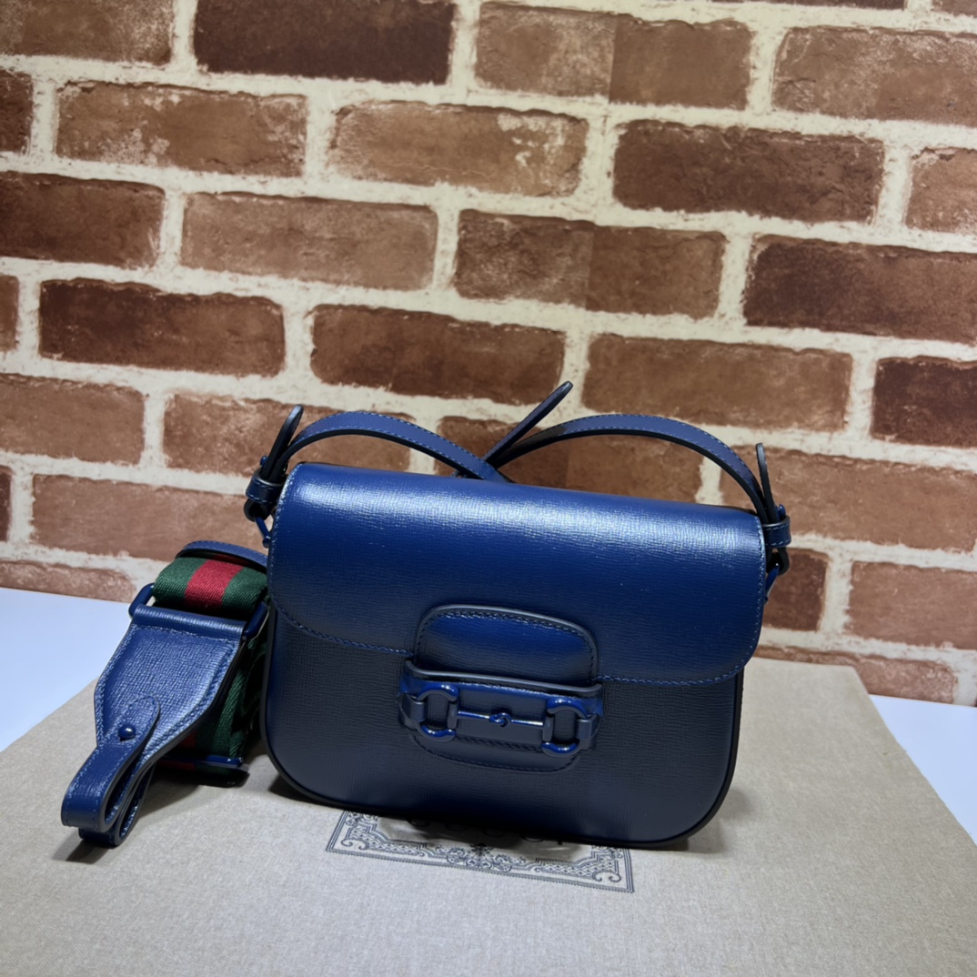 Bagsaaa Gvc*1 Horsebit Shoulder Bag Bue Hardware - 20.5*14.5*5CM