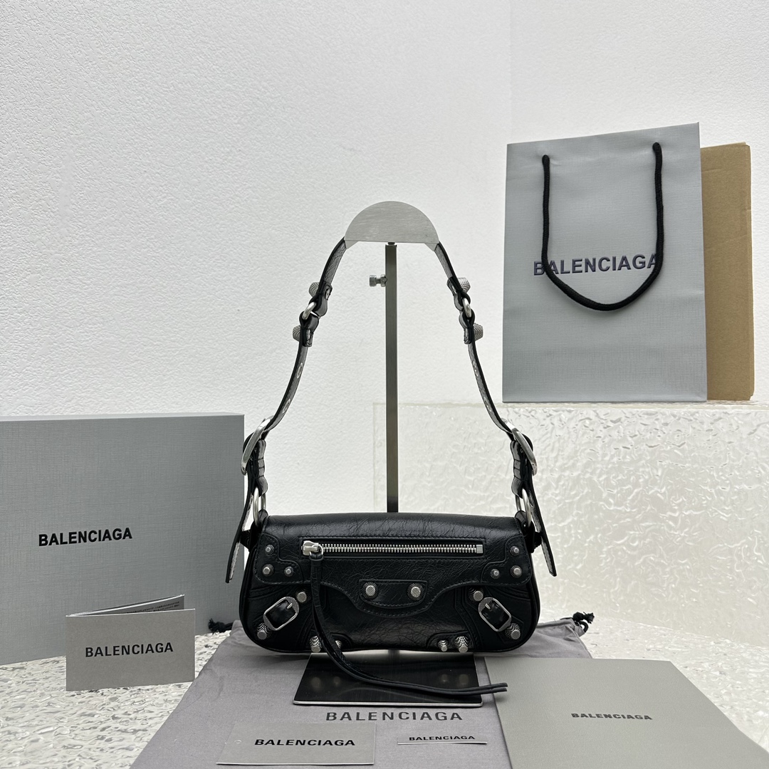 Bagsaaa Ba1en*iaga Le Cagole Sling Black Bag - 24*4*12cm