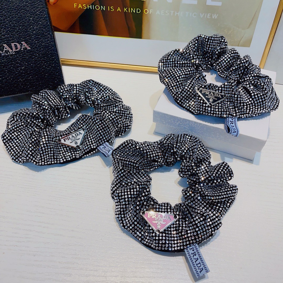 Bagsaaa Pra*a Satin Crystal Scrunchies