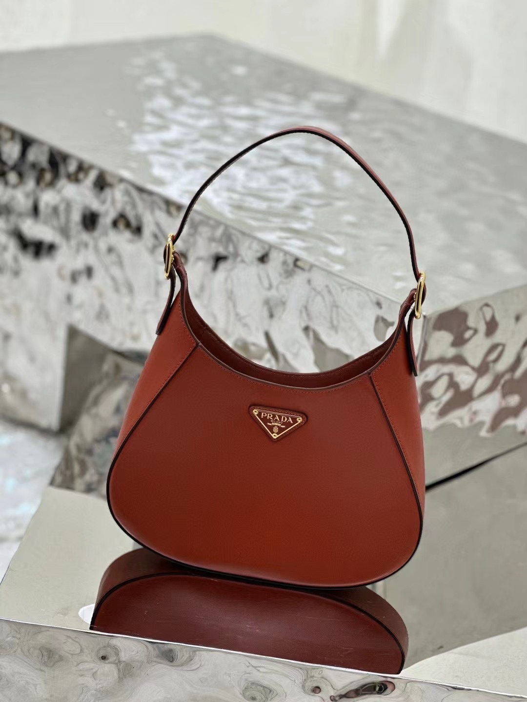 Bagsaaa Pra*a Cleo Shoulder Bag With Adjustable Strap In Orange - 27x20x7cm