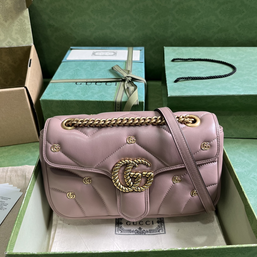 Bagsaaa Gvc*1 GG Marmont Small Shoulder Bag Rose Beige 443497 Size 26x15x7cm