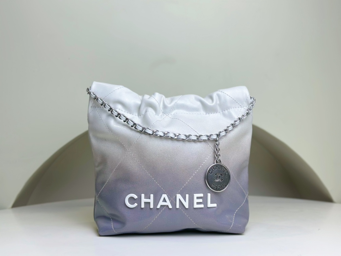 Bagsaaa Ch**el 22 Mini Handbag White & Silver AS3980 - 20 × 19 × 6 cm