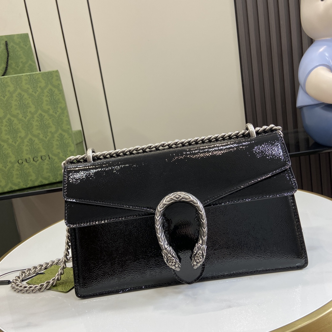 Bagsaaa Gvc*1 Dionysus Small Shoulder Bag Black Patent 795005 - 28 x 16 x 10.5cm