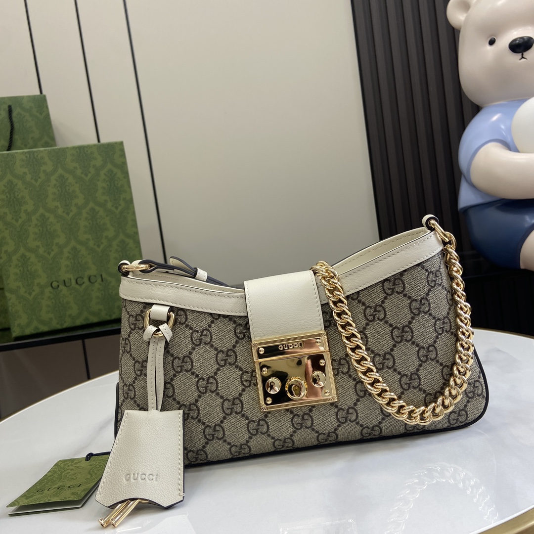 Bagsaaa Gvc*1 Padlock GG Medium Shoulder Bag 811705 White - 26.5x14x6 cm